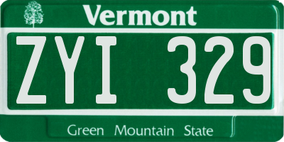 VT license plate ZYI329