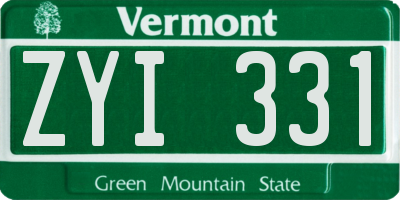 VT license plate ZYI331