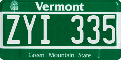 VT license plate ZYI335