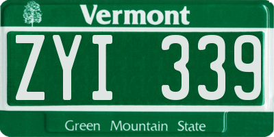 VT license plate ZYI339
