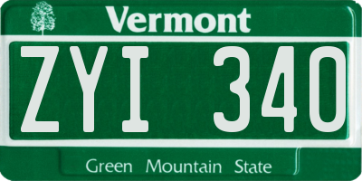 VT license plate ZYI340
