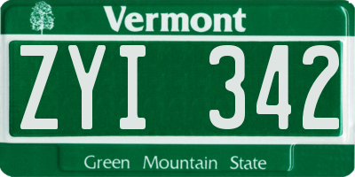 VT license plate ZYI342