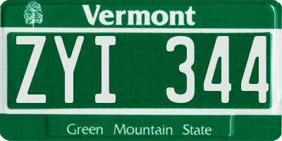 VT license plate ZYI344
