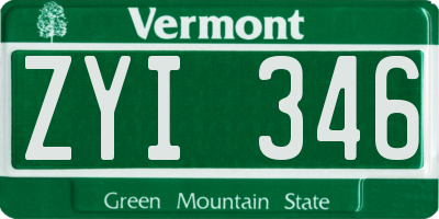 VT license plate ZYI346