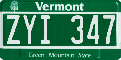 VT license plate ZYI347