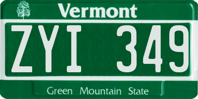 VT license plate ZYI349