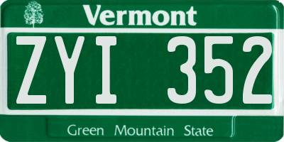 VT license plate ZYI352