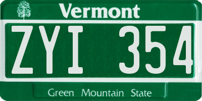 VT license plate ZYI354