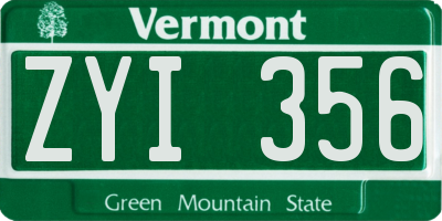 VT license plate ZYI356