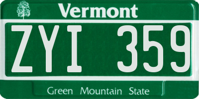 VT license plate ZYI359