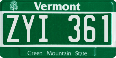 VT license plate ZYI361