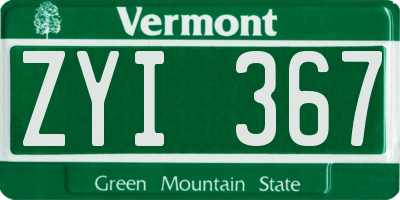 VT license plate ZYI367