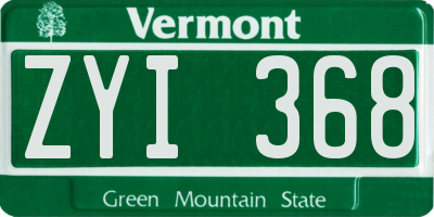 VT license plate ZYI368