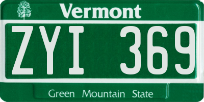 VT license plate ZYI369