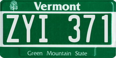 VT license plate ZYI371