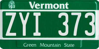 VT license plate ZYI373