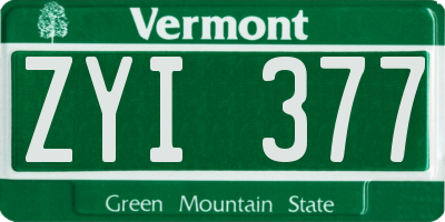 VT license plate ZYI377