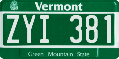 VT license plate ZYI381