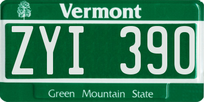 VT license plate ZYI390