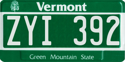VT license plate ZYI392