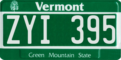 VT license plate ZYI395