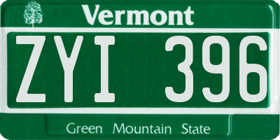 VT license plate ZYI396