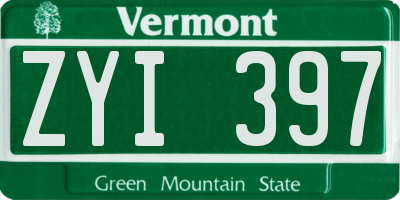 VT license plate ZYI397