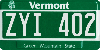 VT license plate ZYI402