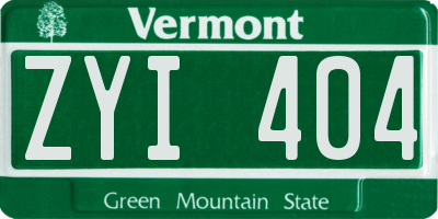 VT license plate ZYI404