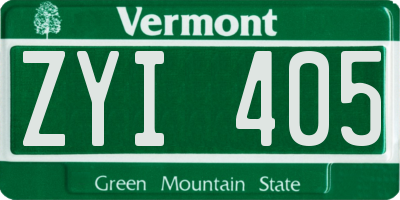 VT license plate ZYI405