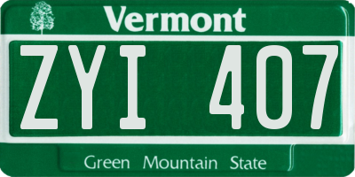 VT license plate ZYI407