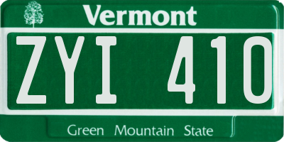 VT license plate ZYI410