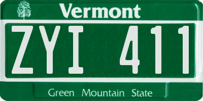 VT license plate ZYI411