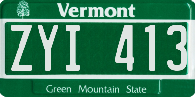 VT license plate ZYI413