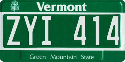 VT license plate ZYI414