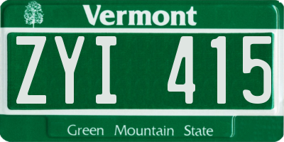 VT license plate ZYI415