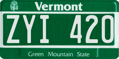 VT license plate ZYI420