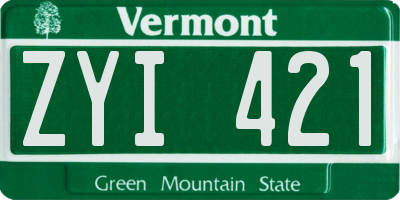 VT license plate ZYI421