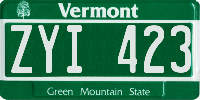VT license plate ZYI423