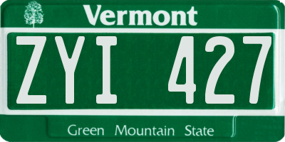 VT license plate ZYI427
