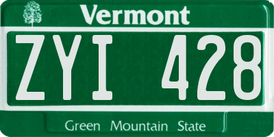 VT license plate ZYI428