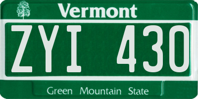 VT license plate ZYI430