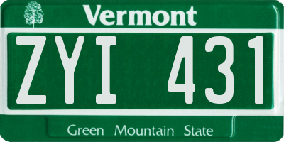 VT license plate ZYI431