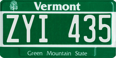VT license plate ZYI435