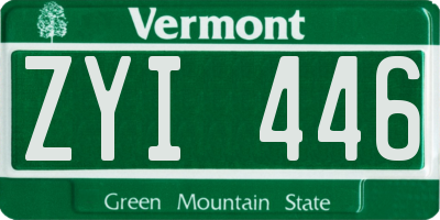 VT license plate ZYI446