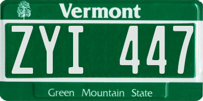 VT license plate ZYI447