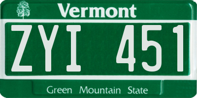 VT license plate ZYI451