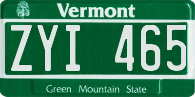 VT license plate ZYI465