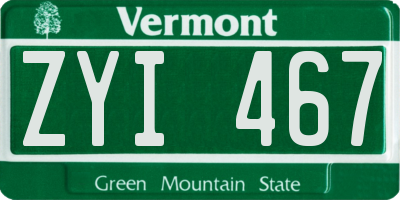 VT license plate ZYI467
