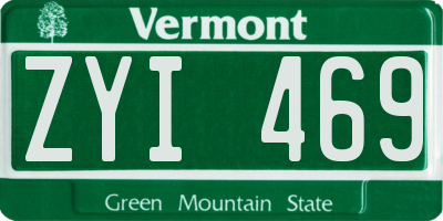 VT license plate ZYI469